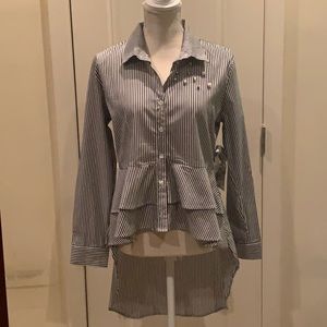 CraveFame, embellished high-low button down top